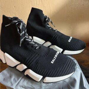 Balenciaga Black Knit High-Top Sneakers